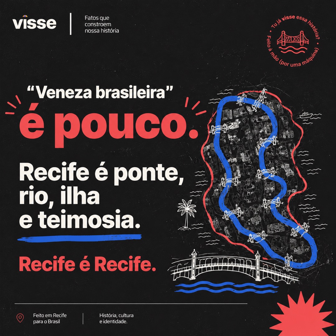 Visse — "Veneza brasileira é pouco. Recife é ponte, rio, ilha e teimosia. Recife é Recife." (slide 5)